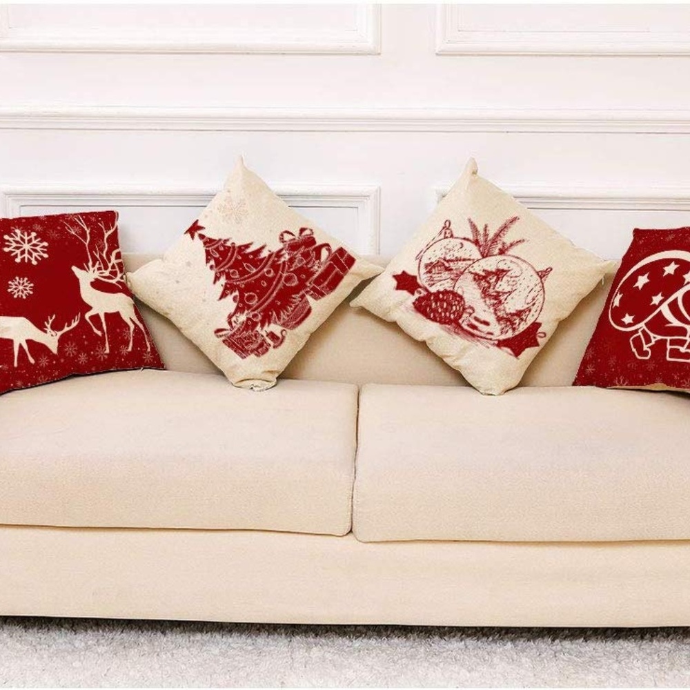 4PC 18″x18″ Christmas Throw Pillow Covers